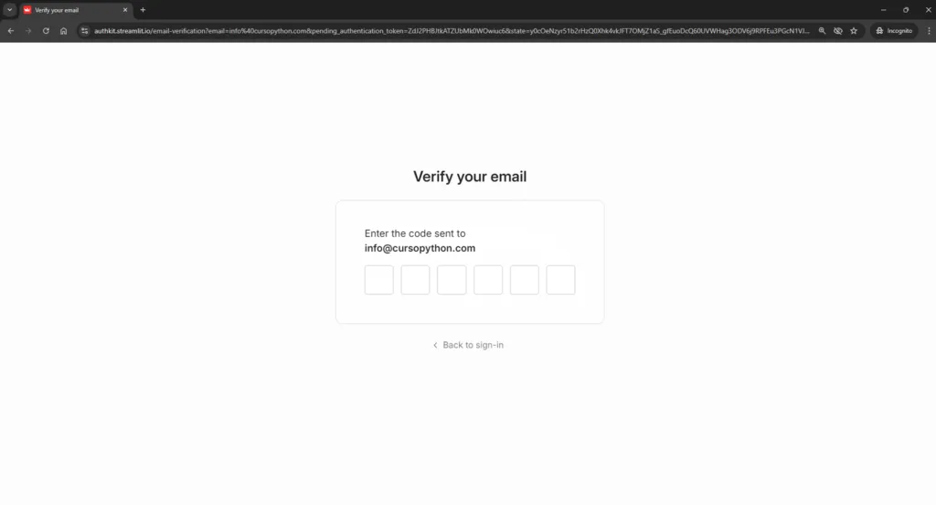 Screenshot share.streamlit.io iniciar sesión con GitHub - verificar correo